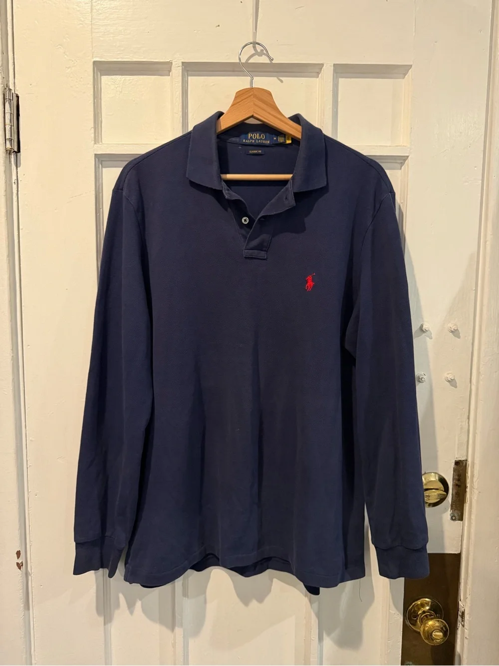 Polo by Ralph Lauren Navy Long-Sleeve Polo with Red Pony